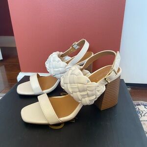 Elegant White Block Heel Sandals